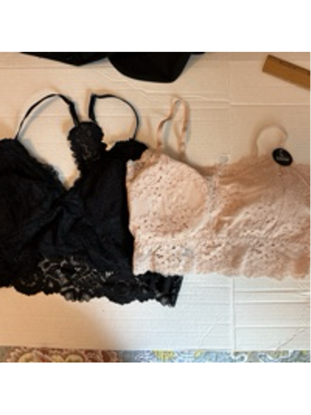 NWT Lot Of 2 Aerie Lace Bralettes Black And Pink